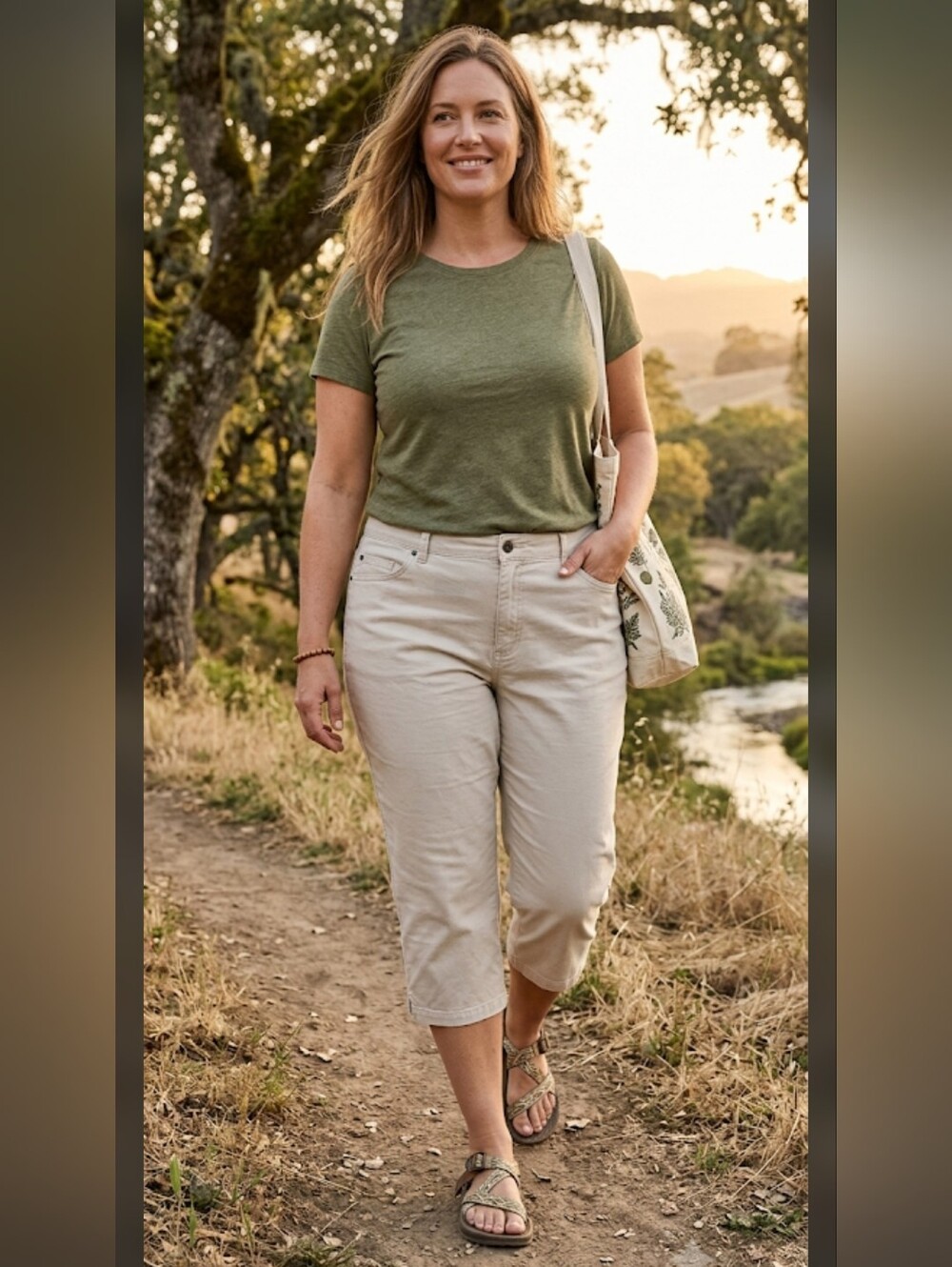 Lauren Ralph Lauren Classic Mid Calf Chino Pants 14W Beige Cream Granola Nature